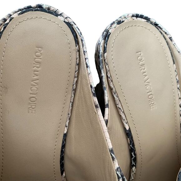 Pour La Victoire Sebina Snakeskin Print Leather Mules Tan Black size 9.5 - Picture 8 of 9